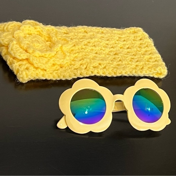 Toddler Bundle flower power sunnies and crochet headband(New/handcrochet) - Picture 7 of 12